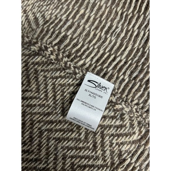 NWT Silver Jeans Brown Beige Lambswool Blend Open Front Knit Cardigan Sweater XL - Picture 9 of 10